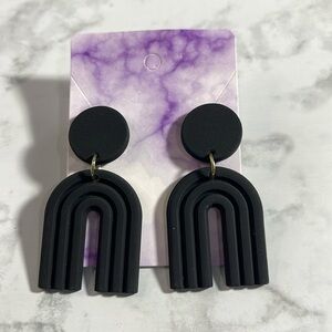 Handcrafted Black Rainbow Dangle Post Earrings NWT